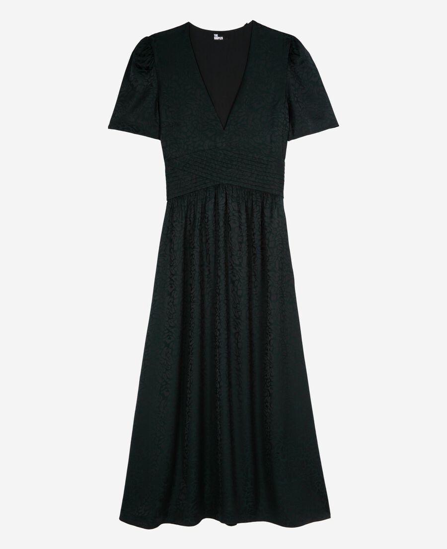 The Kooples WOMEN FOREST dark green leopard jacquard maxi dress