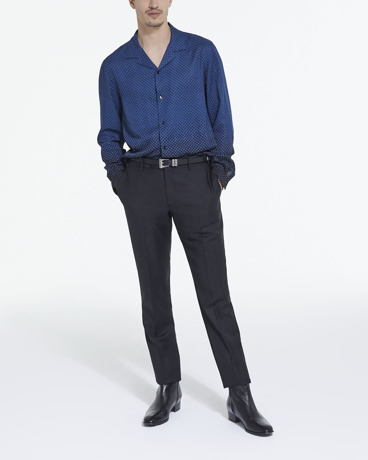 The Kooples HOMME BLUE BLACK chemise col hawaïen imprimée