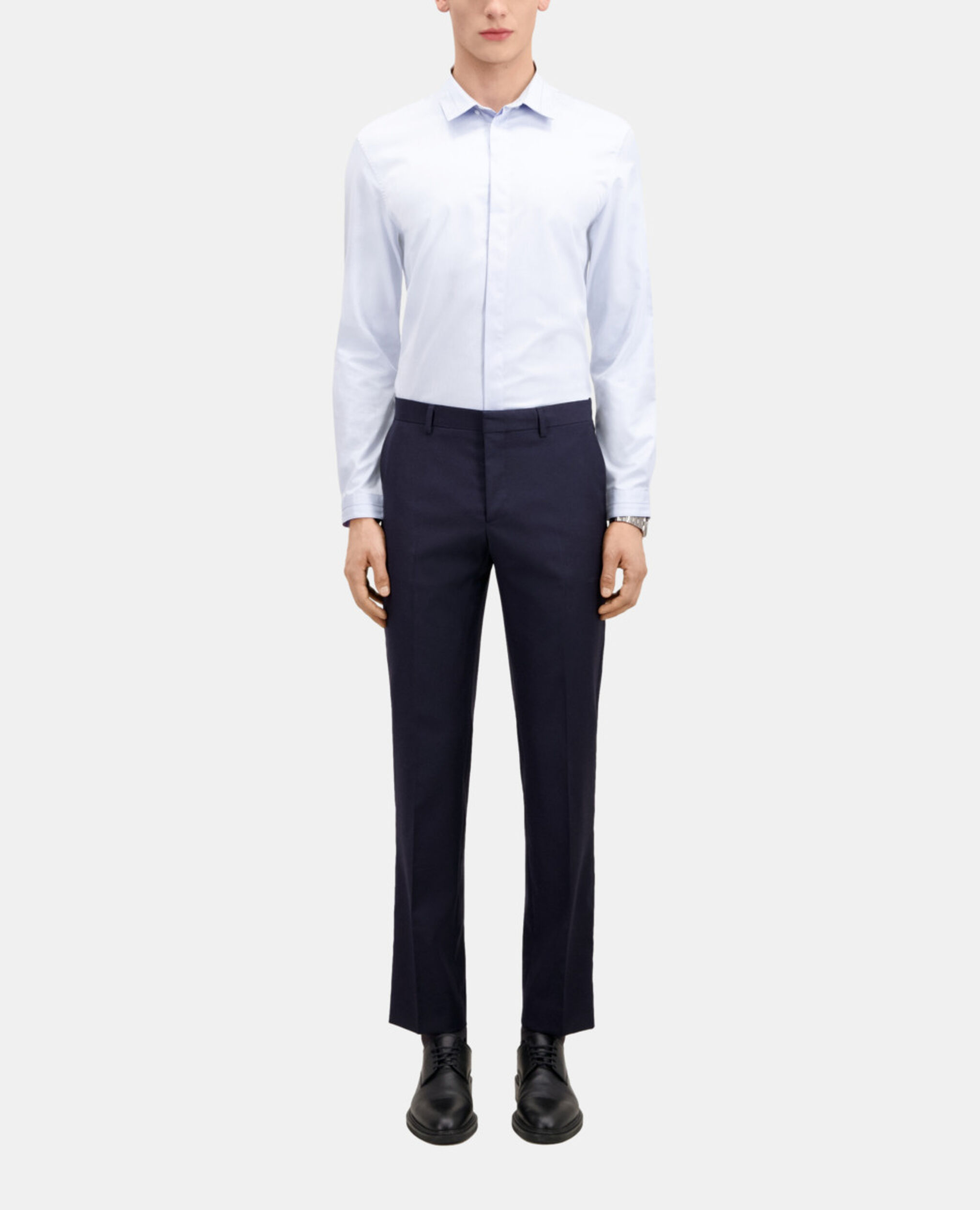 Navy blue wool suit trousers, NAVY, hi-res image number null