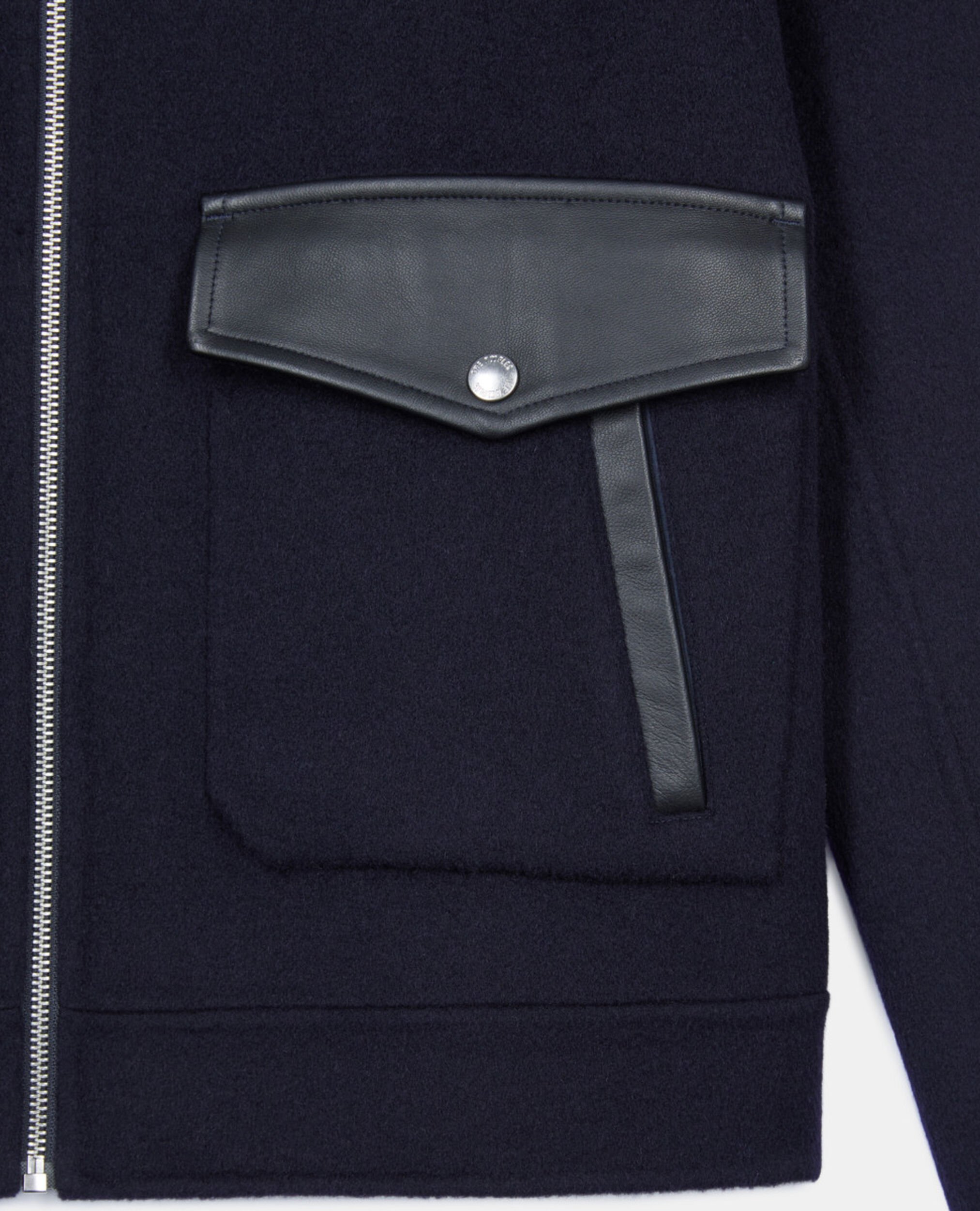 Navy blue double-faced wool jacket, NAVY, hi-res image number null