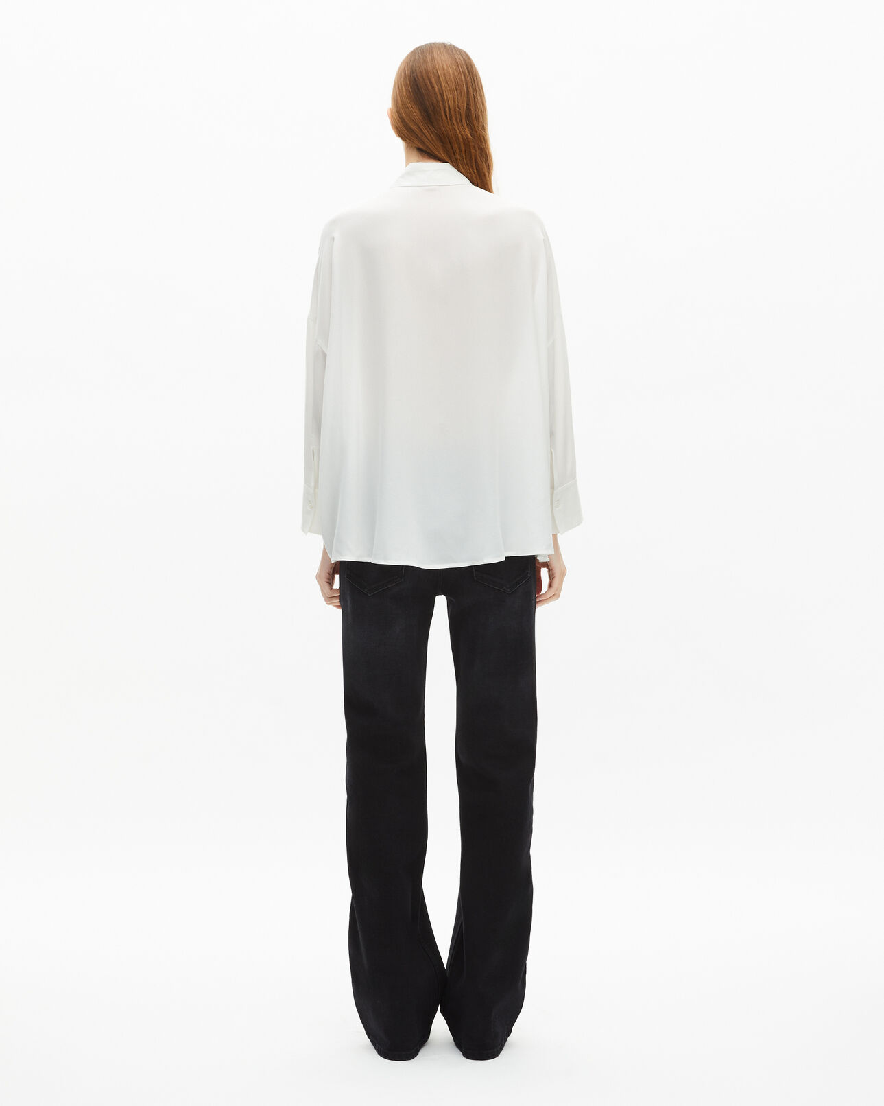 The Kooples DAMEN WHITE weites weißes hemd aus gewaschener seide