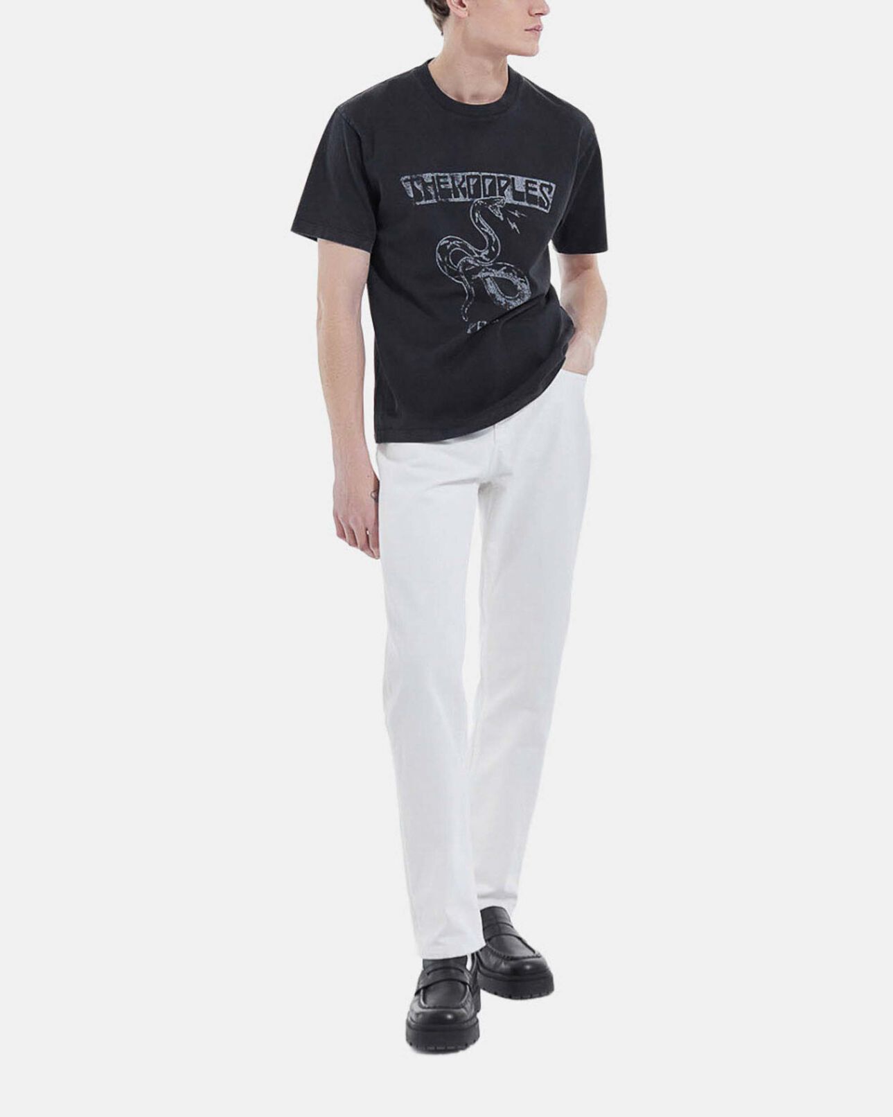 The Kooples MEN BLACK WASHED printed t-shirt