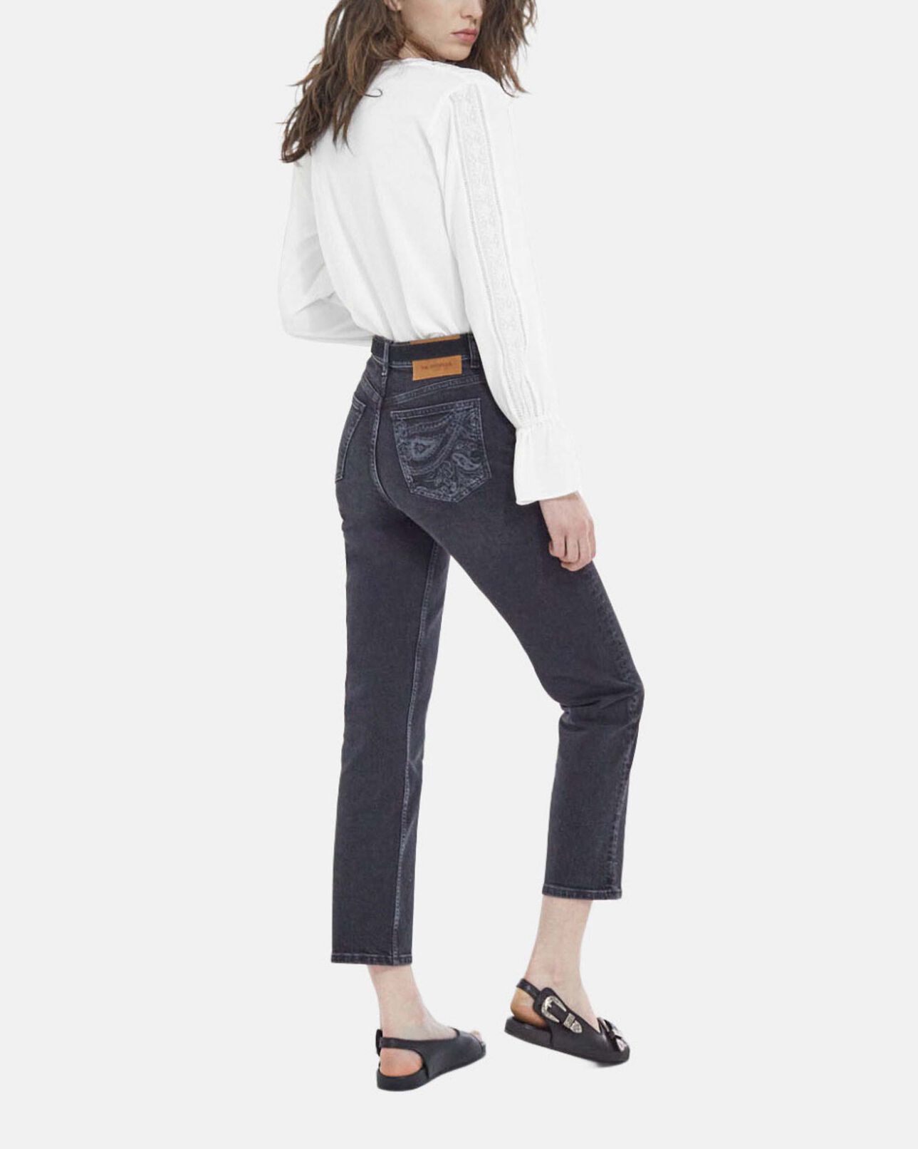 The Kooples FEMME WHITE top ample blanc fluide col v et fronces
