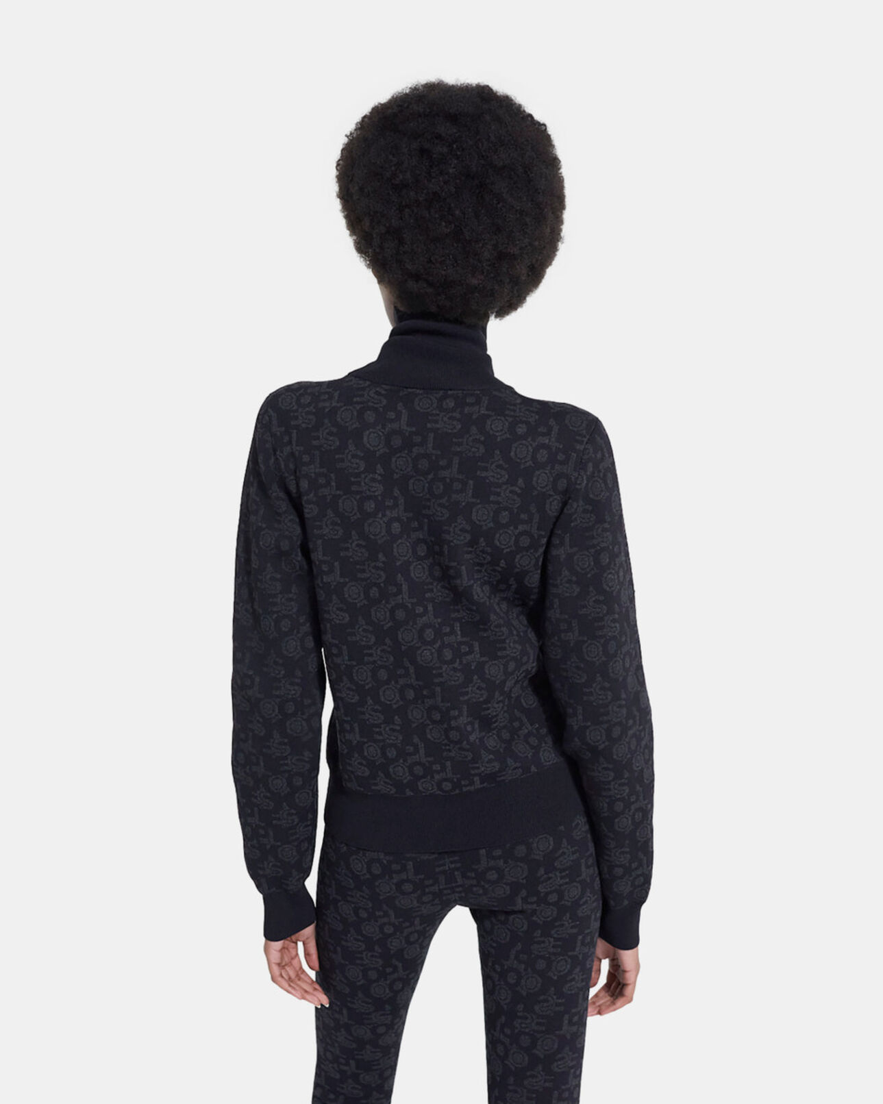 The Kooples WOMEN BLACK DARK GREY black sweater with the kooples logo