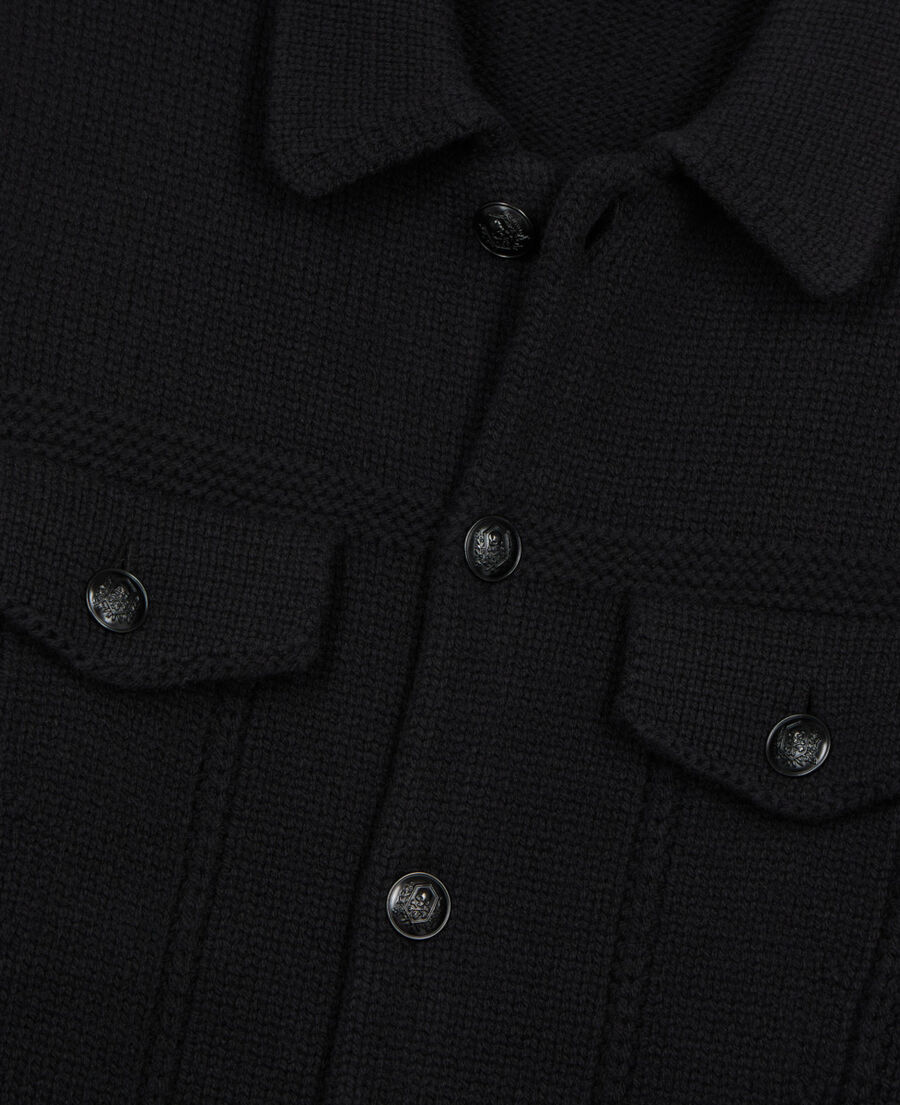 The Kooples HOMME BLACK cardigan en laine noire