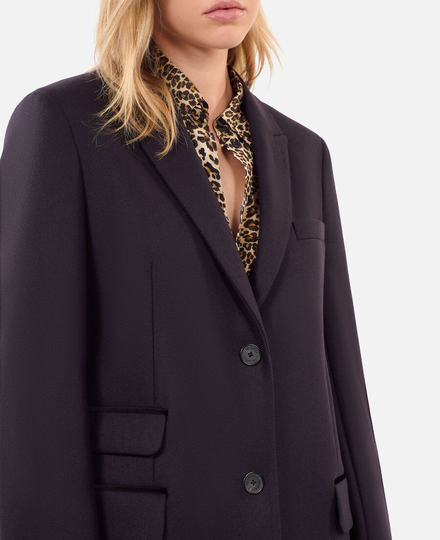 The Kooples WOMEN NAVY long navy blue wool-blend coat