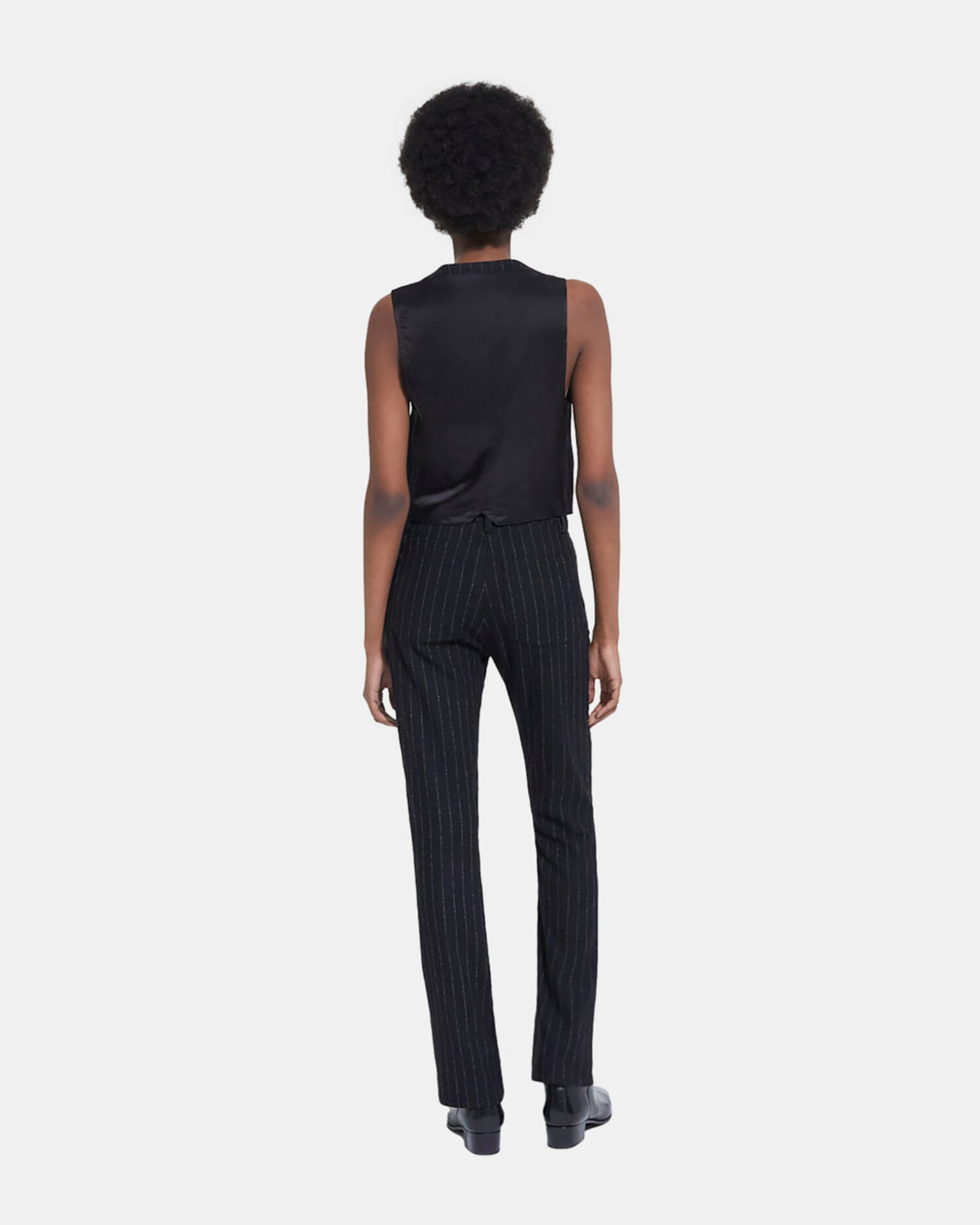 Pantalon de costume en laine rayé, BLACK WHITE, hi-res image number null