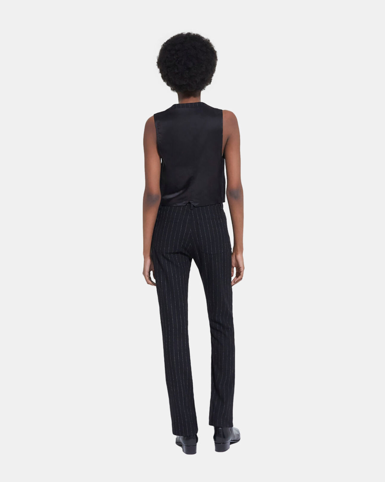 The Kooples FEMME BLACK WHITE pantalon de costume en laine rayé
