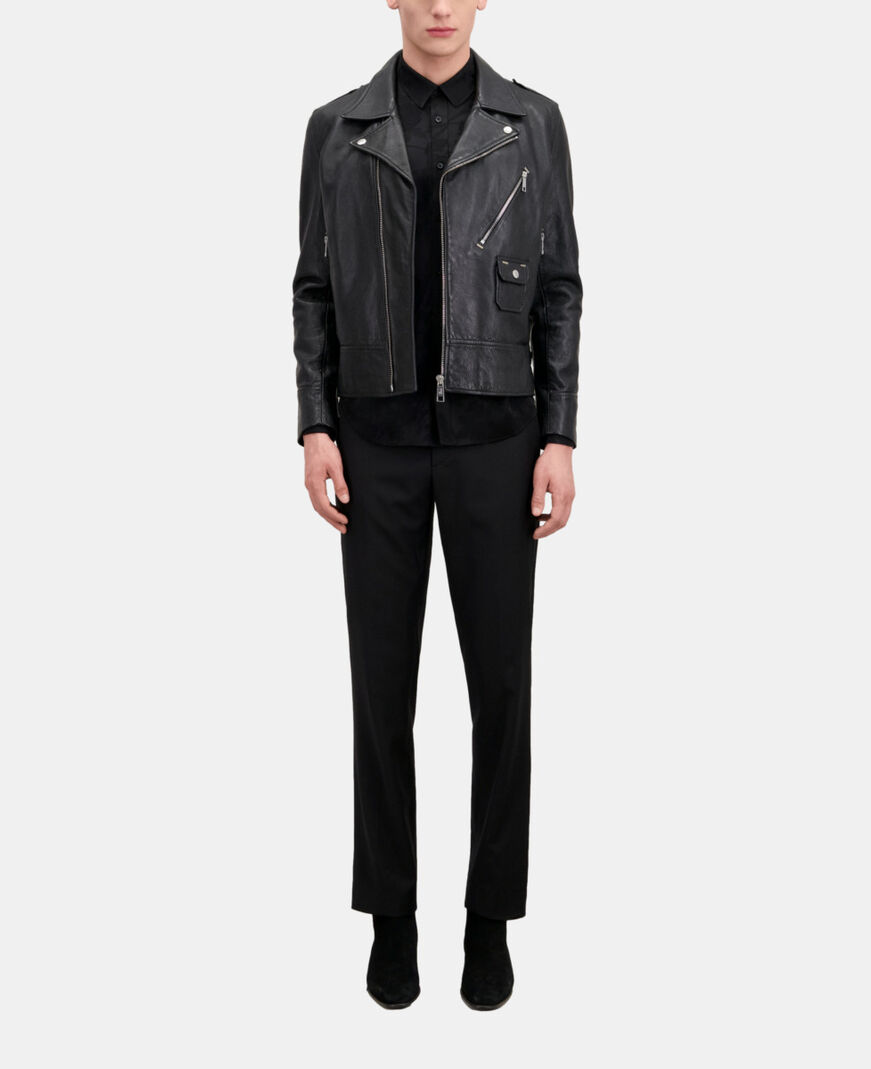 The Kooples HERREN BLACK schwarze bikerjacke aus leder