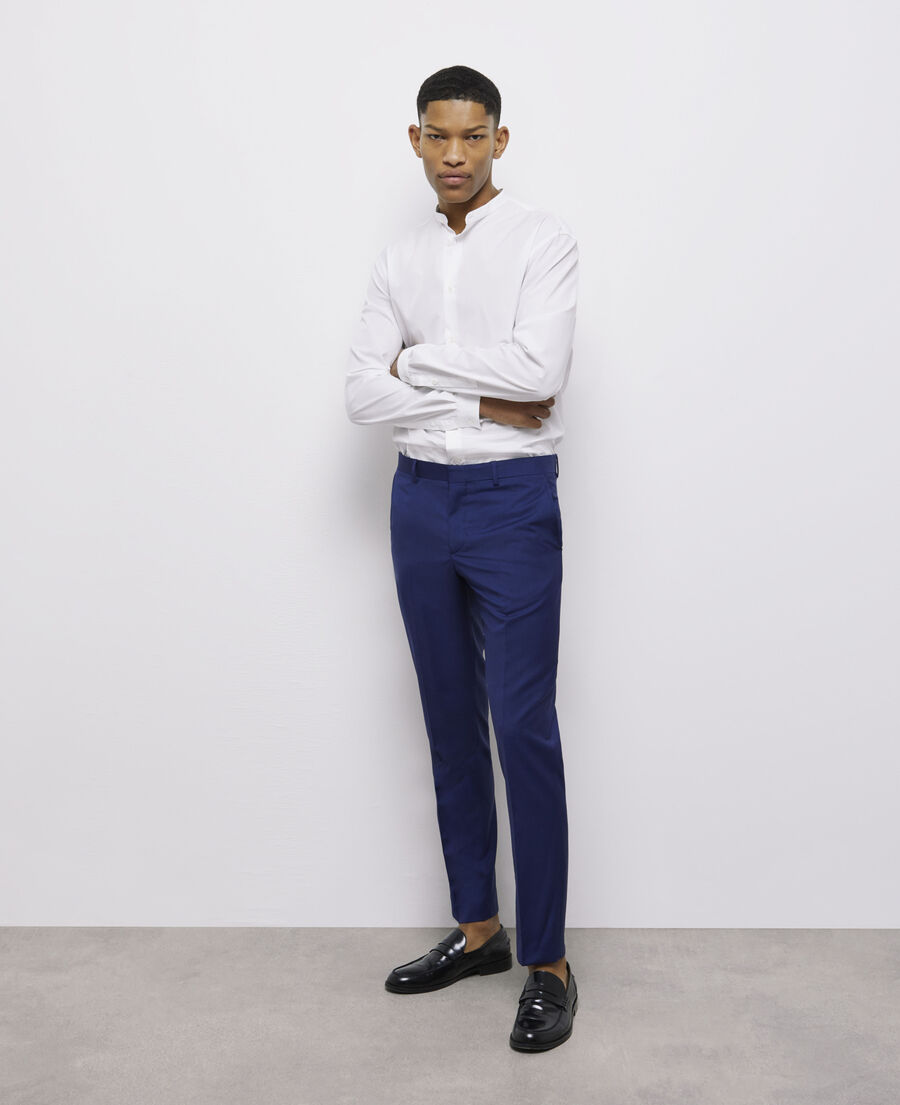 navy blue suit pants with micro motif