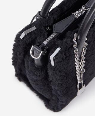 The Kooples WOMEN BLACK black shearling ming bag