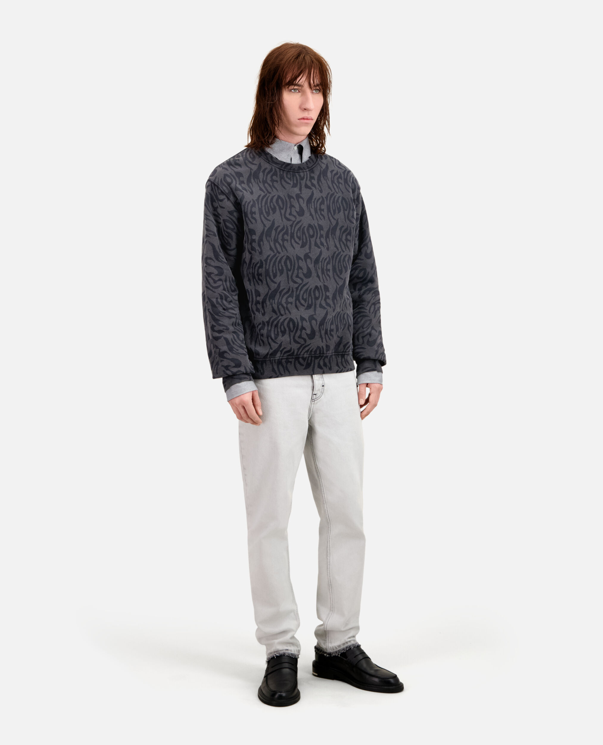Sweatshirt Homme imprimé, BLACK WASHED, hi-res image number null