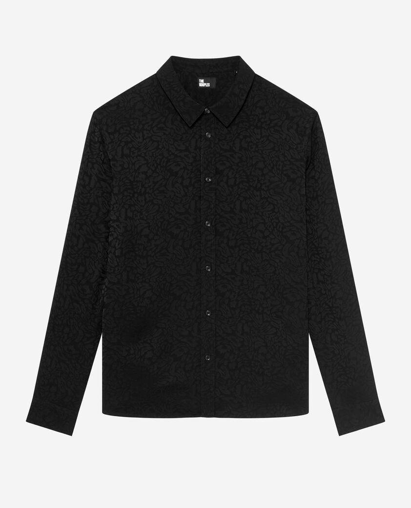 The Kooples HOMME BLACK chemise en jacquard l&eacute;opard noire