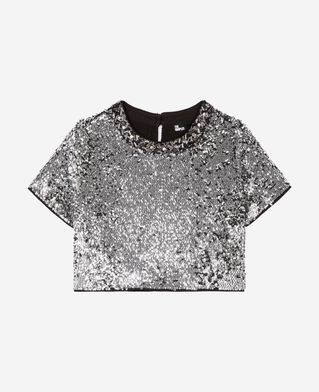 The Kooples DAMEN SILVER silbernes, kurzes pailletten-top