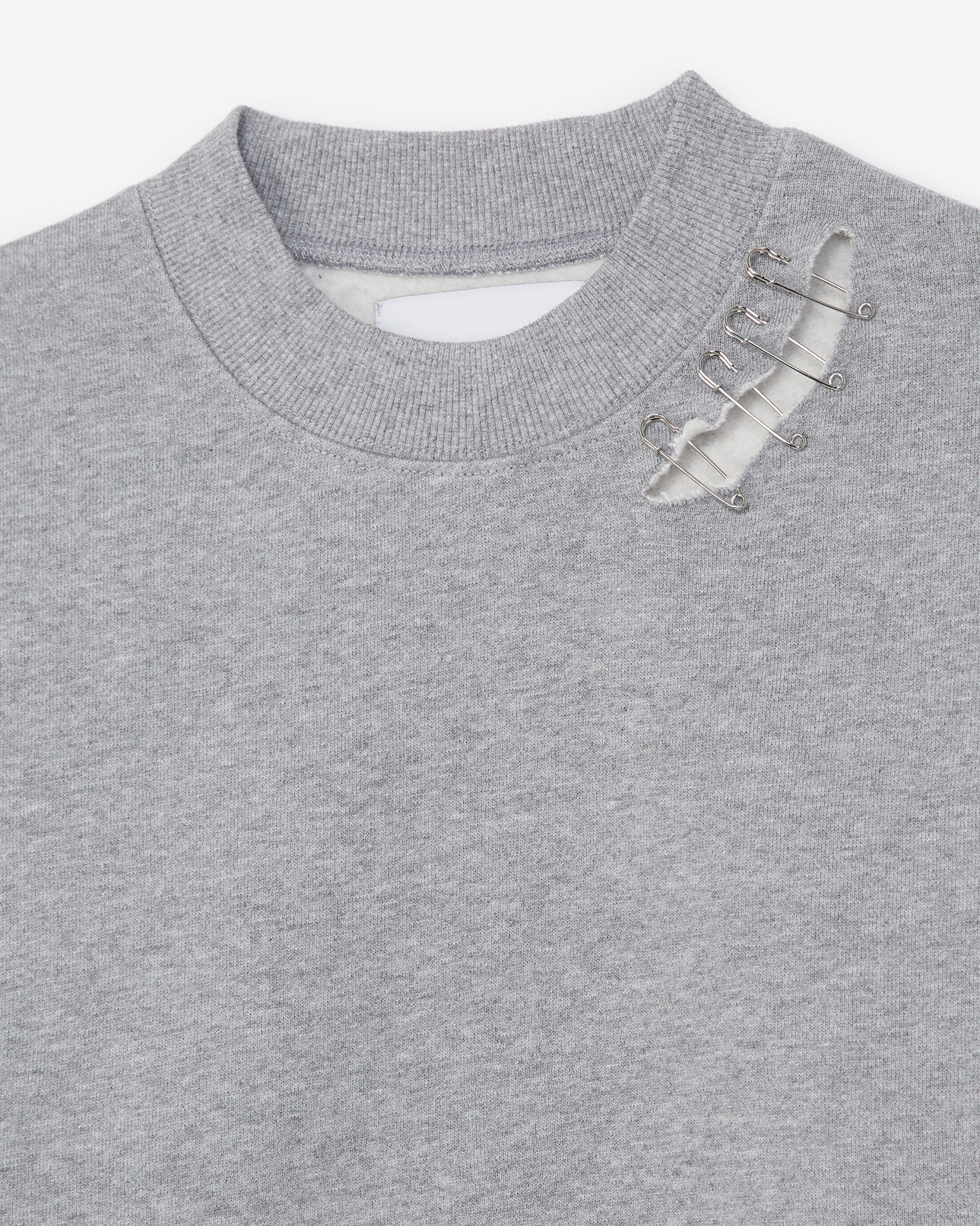 The Kooples FEMME LIGHT GREY MELANGE sweatshirt gris à détails métallisés