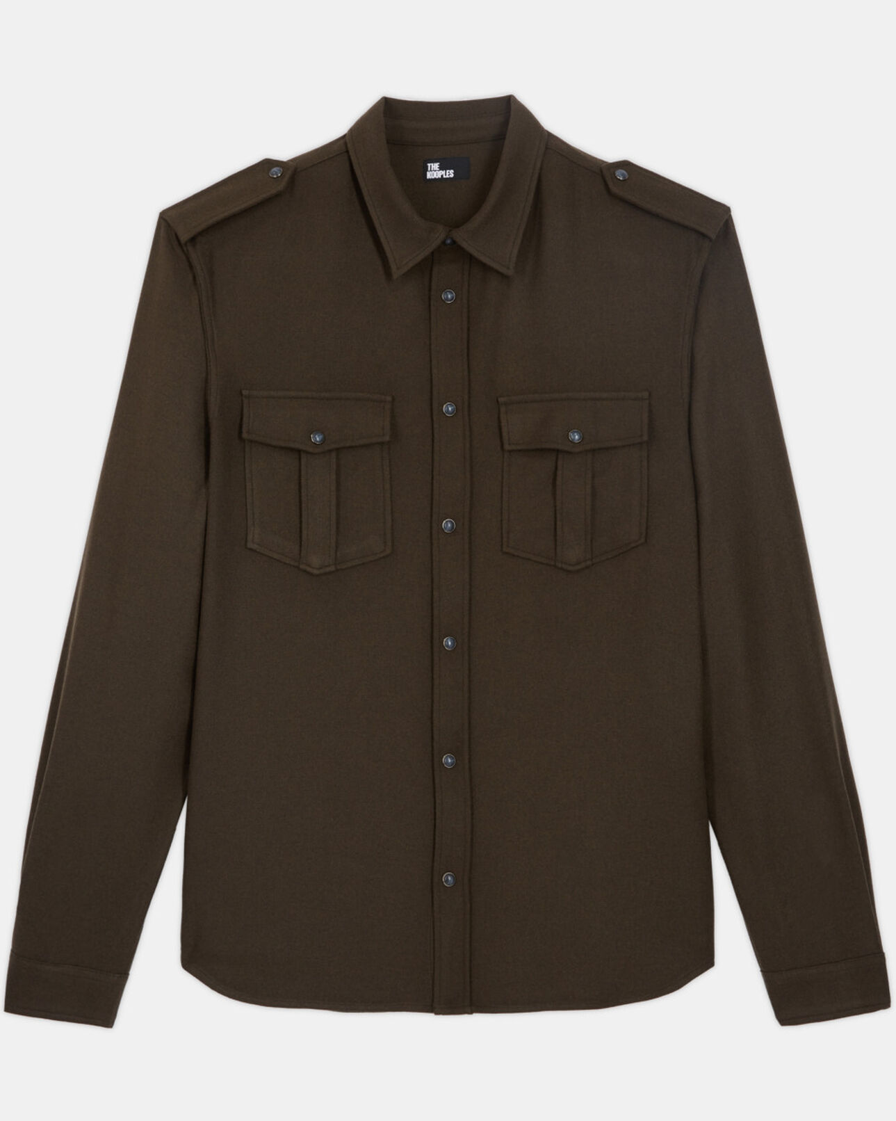 The Kooples MEN KAKI khaki shirt with classic collar