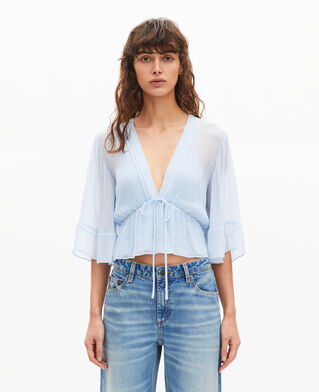 The Kooples F LIGHT BLUE blue ruffled blouse