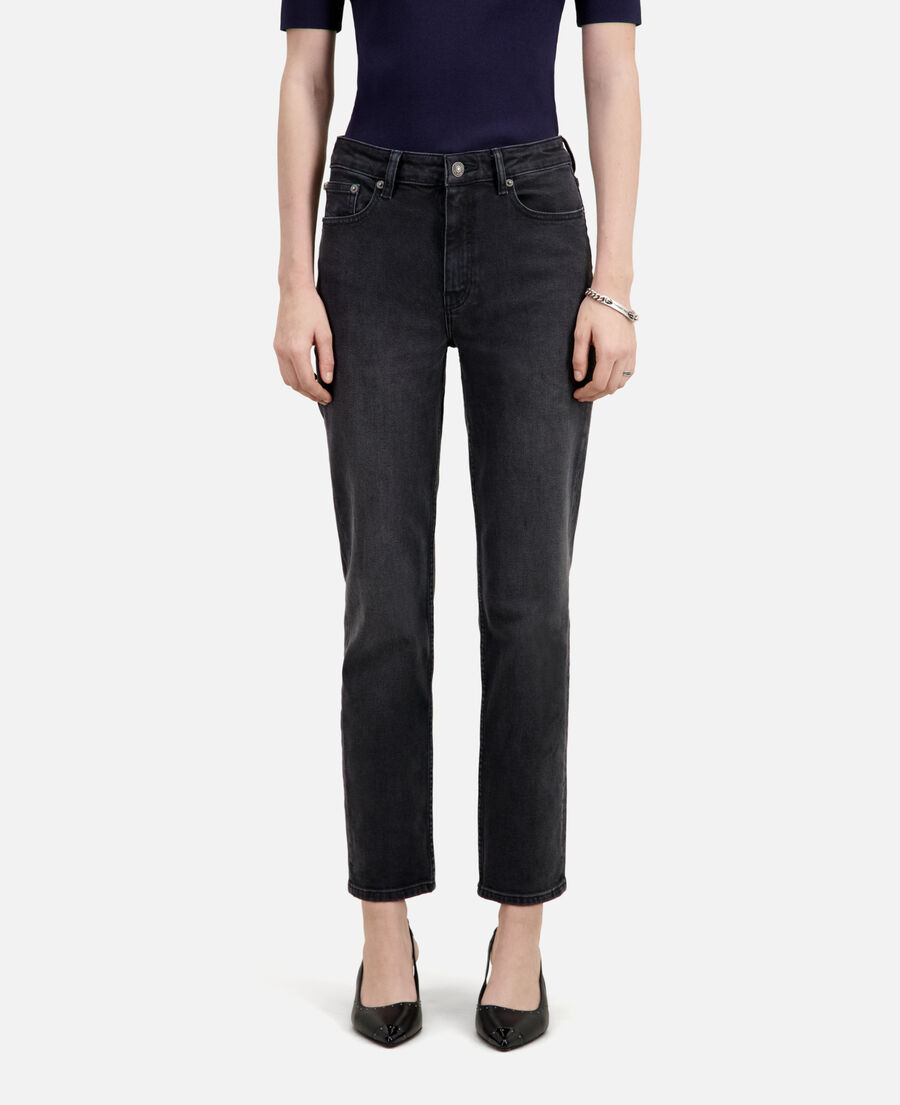 The Kooples DAMEN BLACK WASHED schwarze jeans mit geradem bein