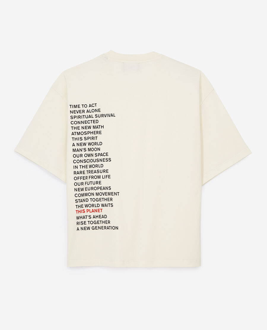 Ecru cotton T-shirt embroidery - inscription | The Kooples