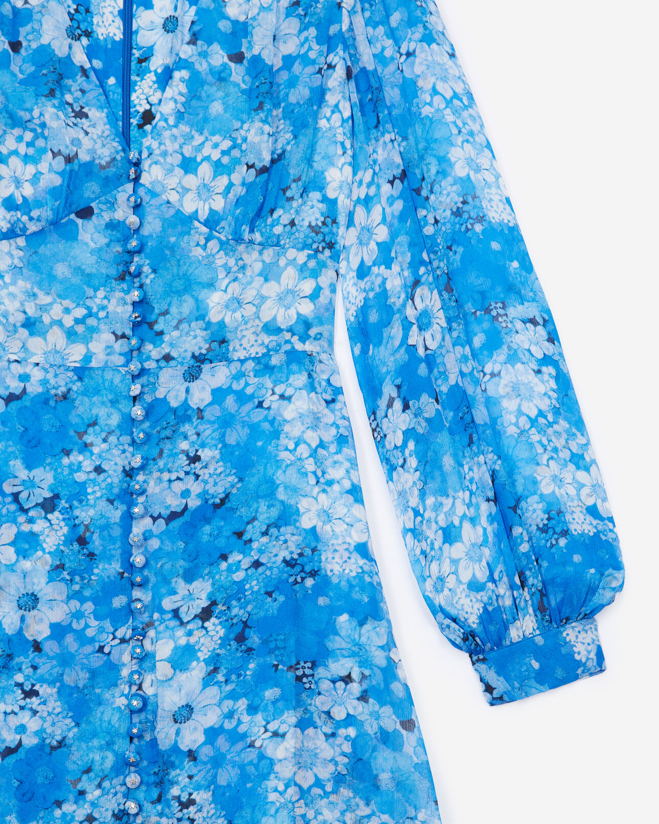 The Kooples WOMEN BLUE blue short printed dress with buttons
