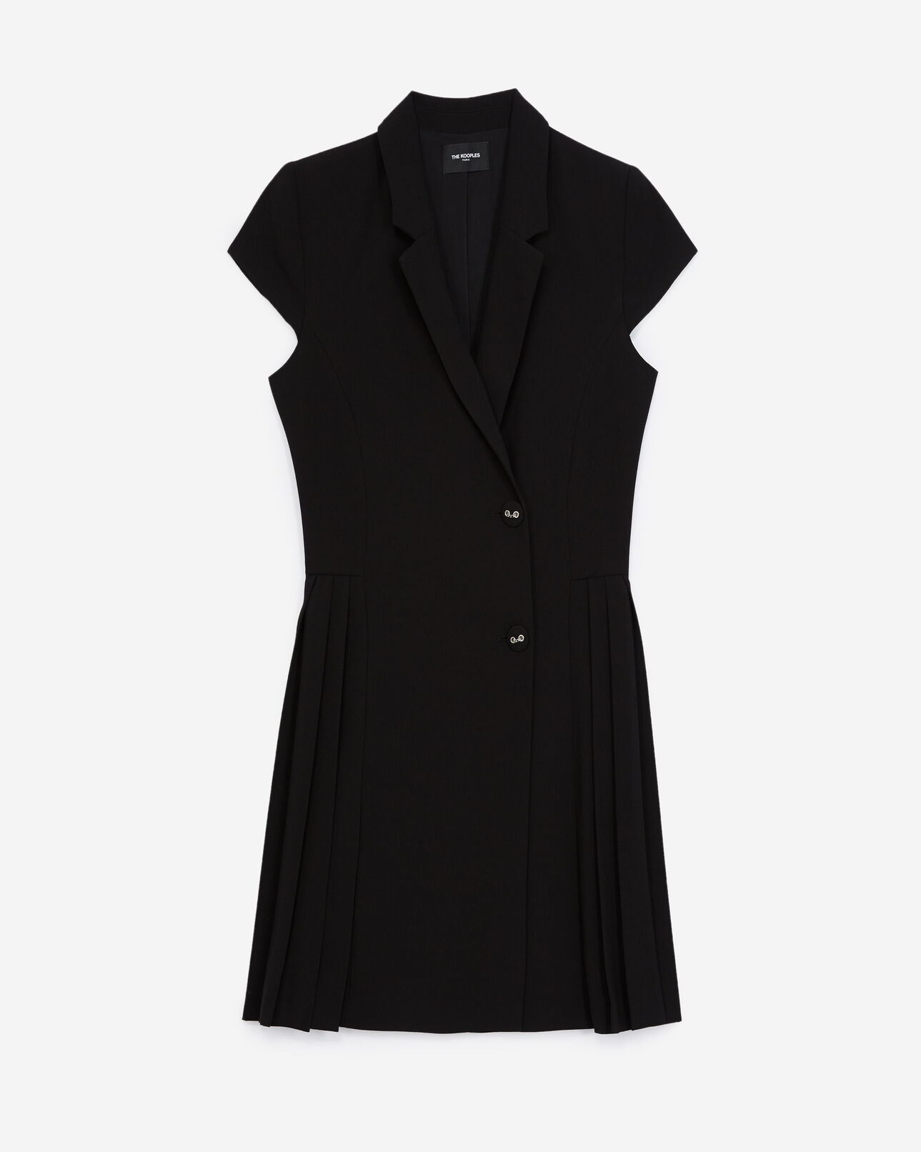 The Kooples WOMEN BLACK sleeveless short black dress with buttons