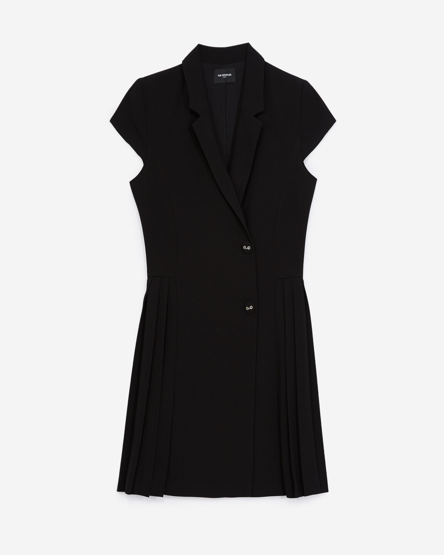 Sleeveless short black dress with buttons, BLACK, hi-res image number null