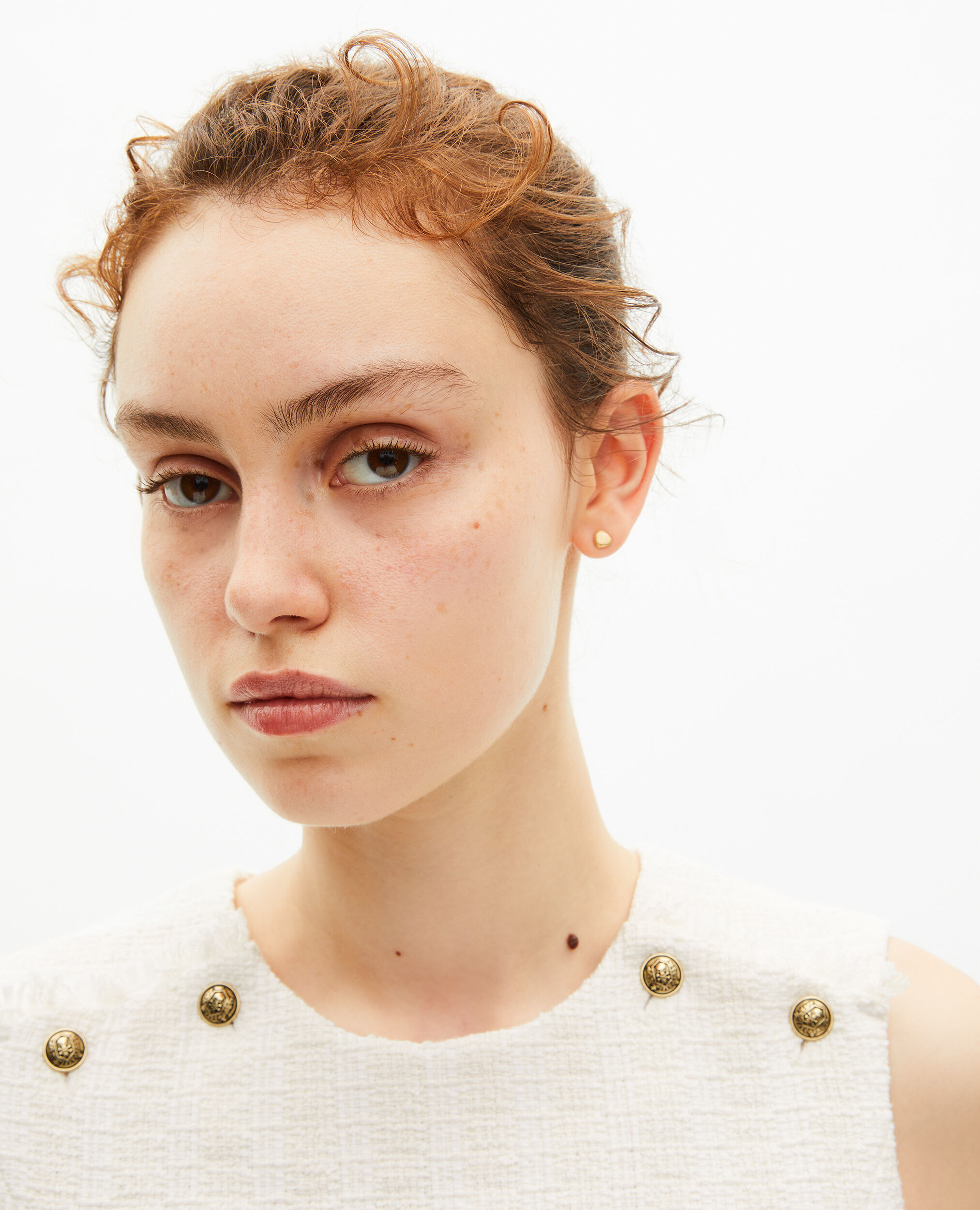 Ecru tweed top, ECRU, hi-res image number null