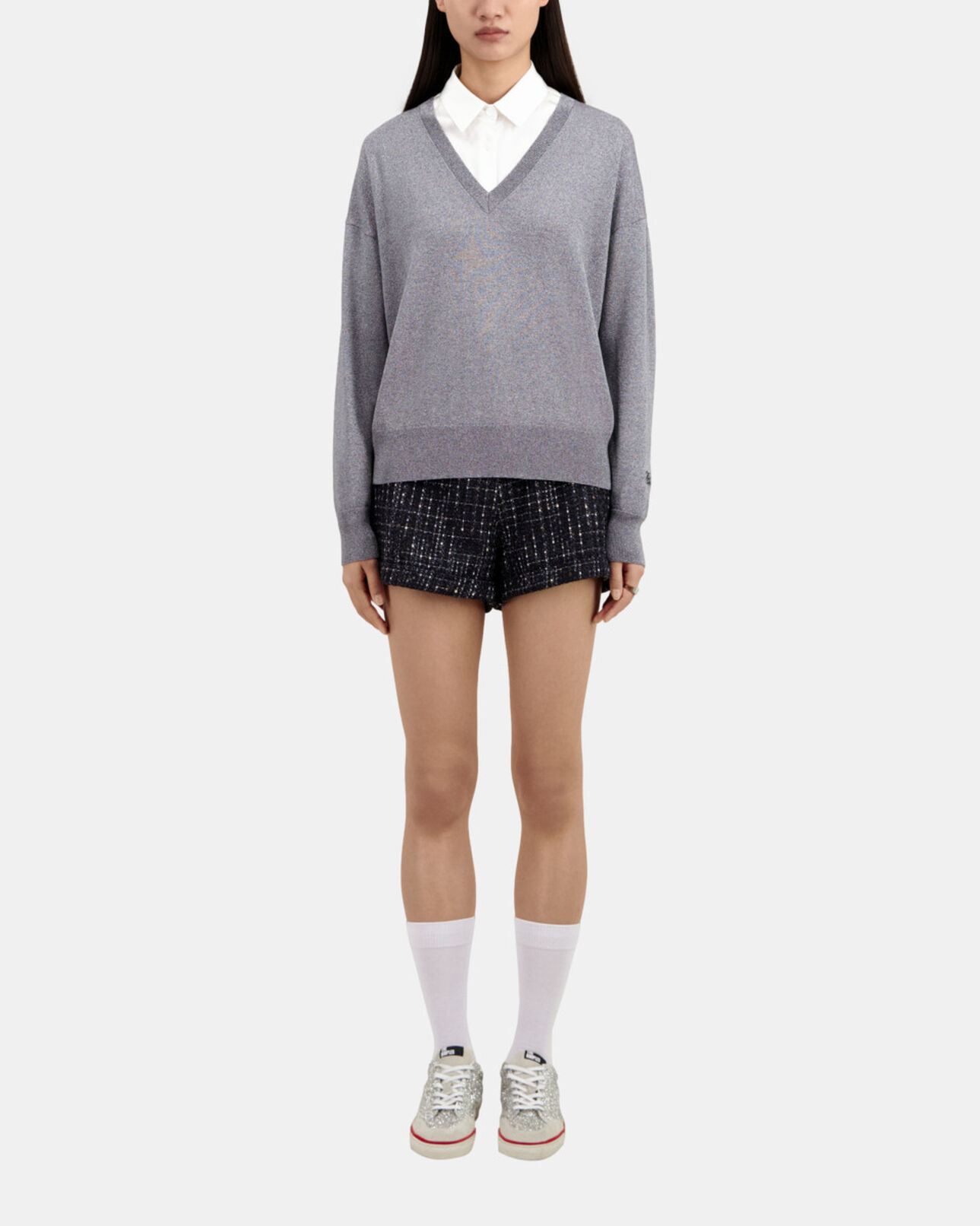 The Kooples WOMEN GRIS / SILVER grey glitter effect sweater