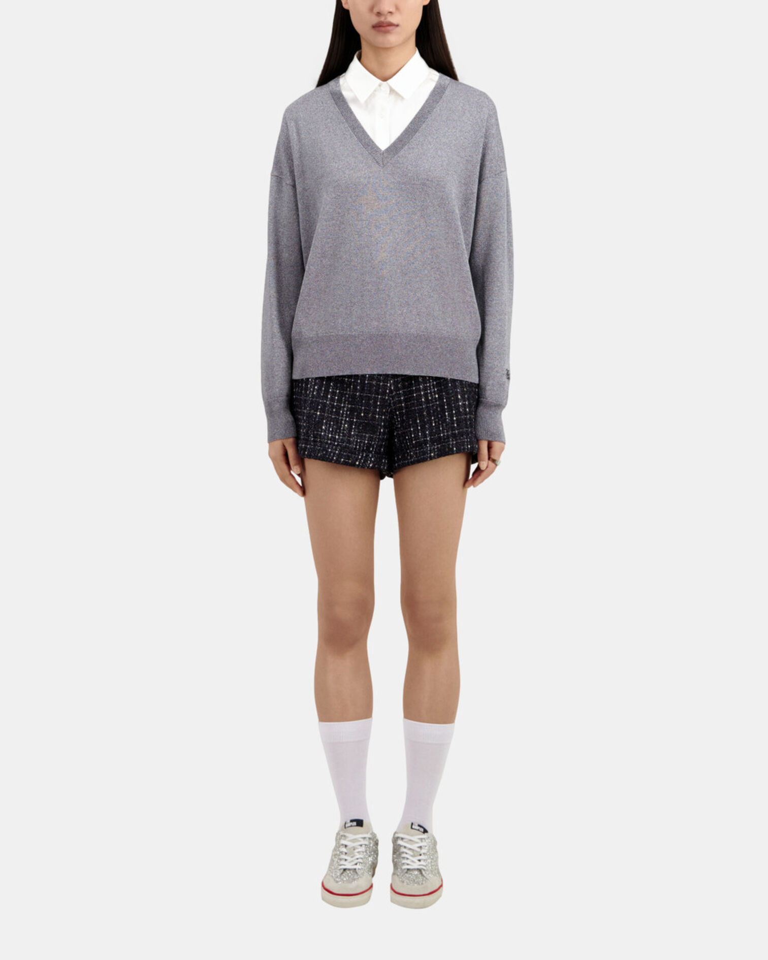 Grey glitter effect sweater, GRIS / SILVER, hi-res image number null