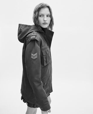 The Kooples DAMEN KAKI khakifarbener parka mit kapuze