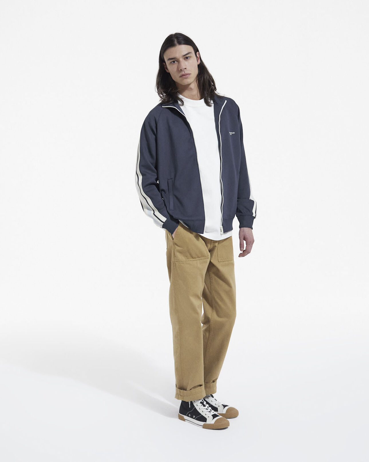 The Kooples HERREN NAVY sweatshirt funktionsstoff blau streifen ecru