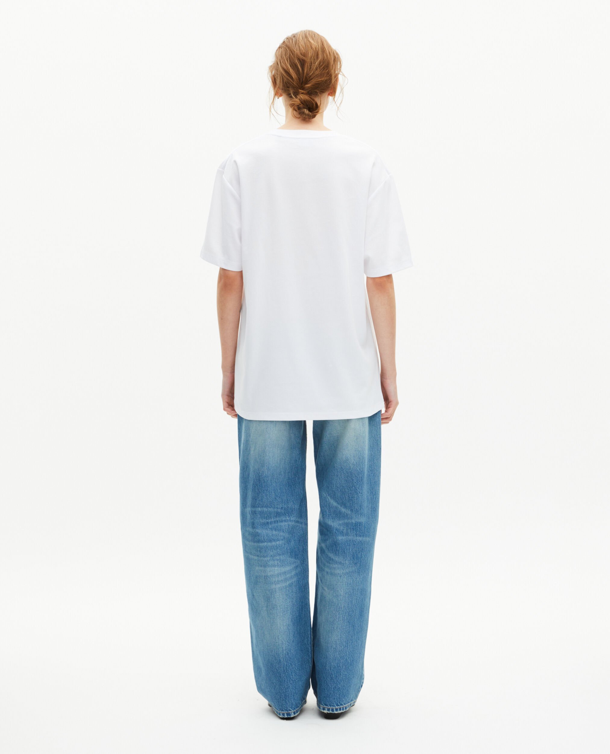 Unisex plain white straight T-shirt, WHITE, hi-res image number null