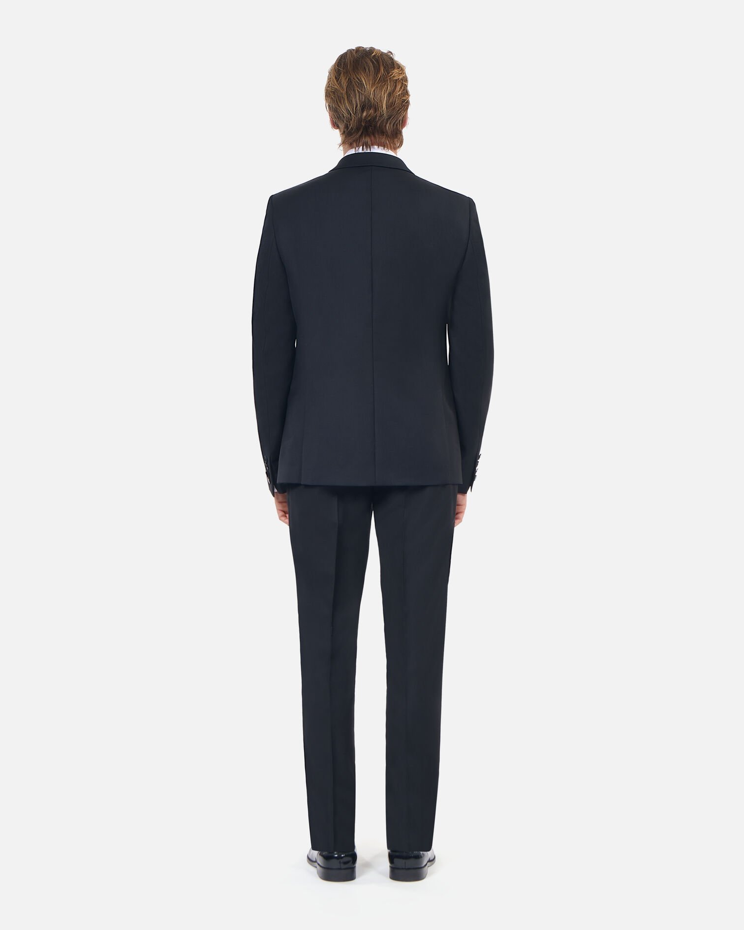 Black wool suit fitted jacket, BLACK, hi-res image number null