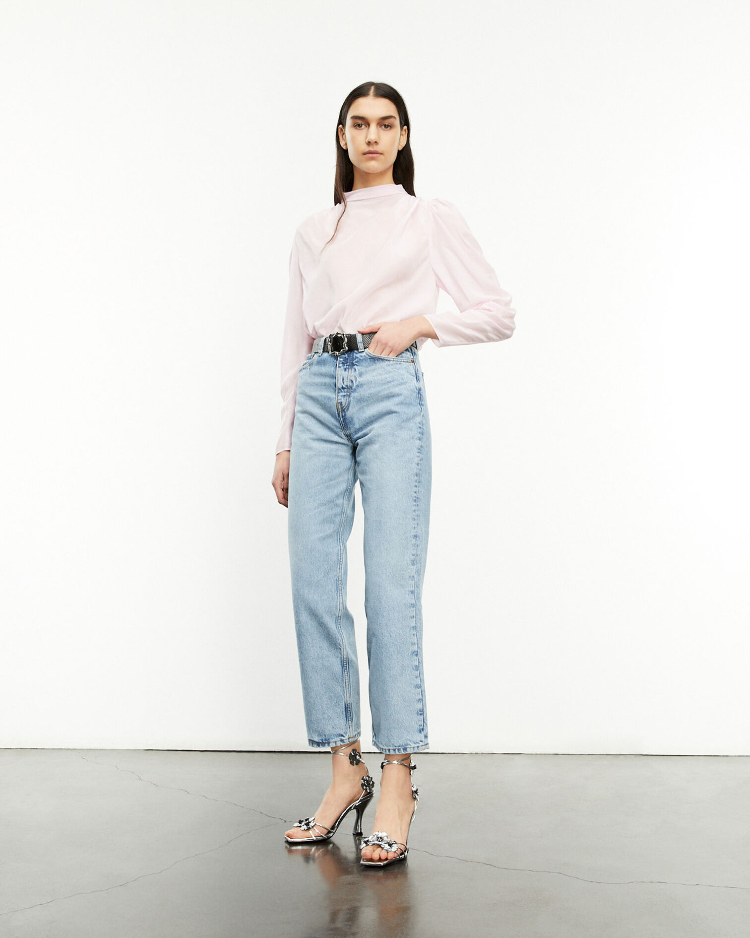Roomy light pink top with drape, LIGHT PINK, hi-res image number null