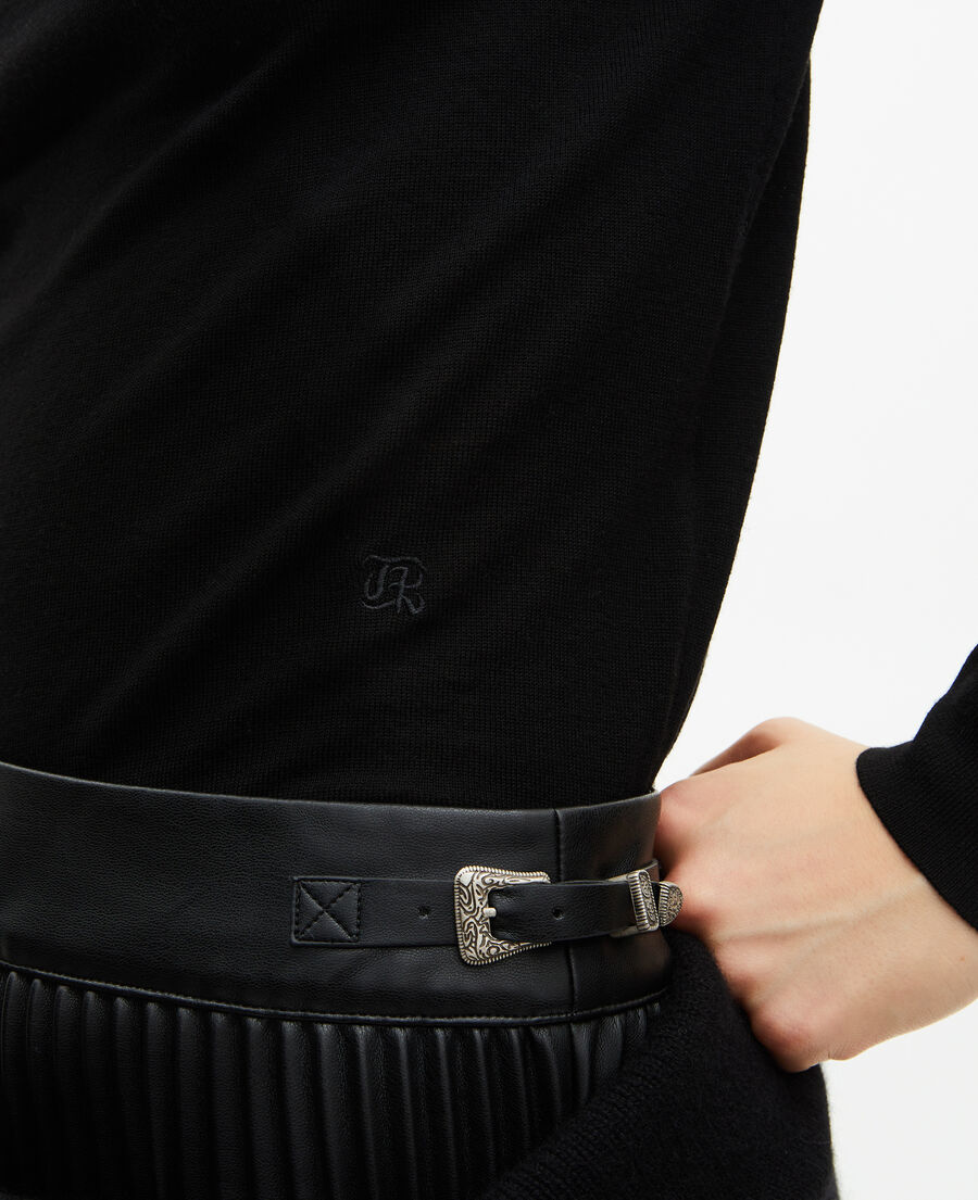 The Kooples FEMME BLACK pull col rond en laine mérinos noir