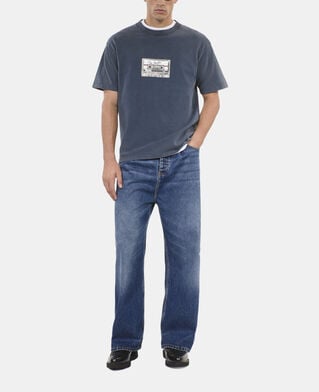 The Kooples H CARBONE carbon blue screen printed t-shirt
