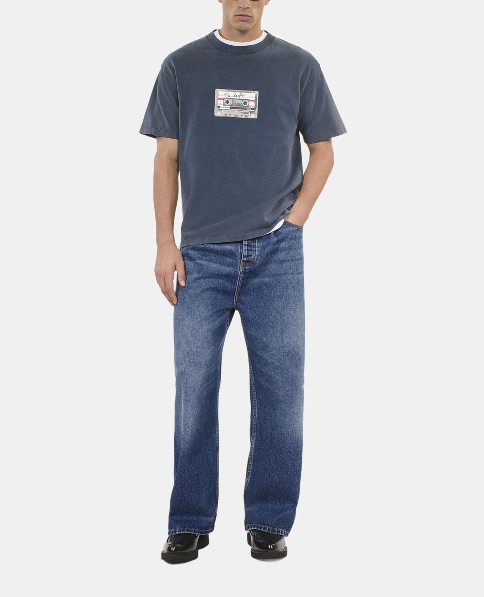 Carbon blue screen printed t-shirt, CARBONE, hi-res image number null