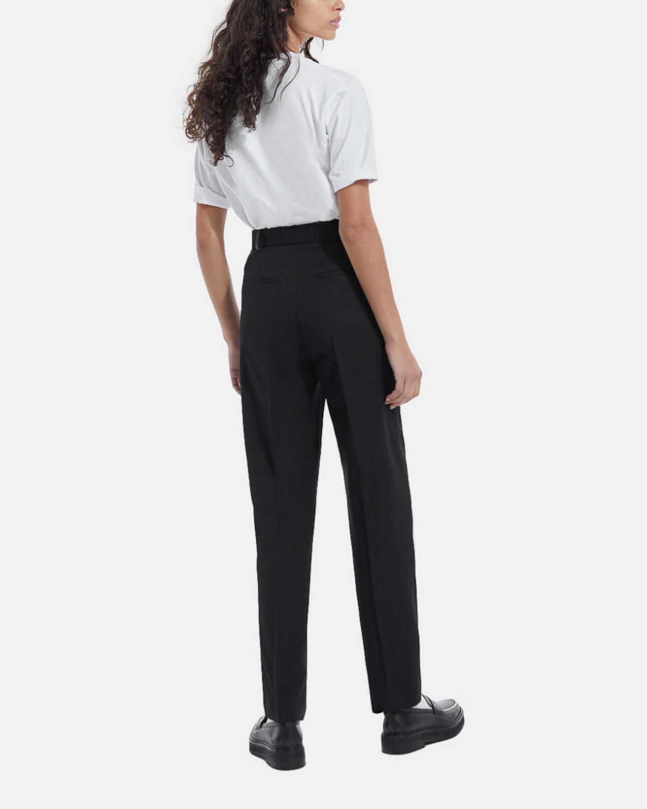 The Kooples DAMEN BLACK anzughose schwarz wolle lederdetail