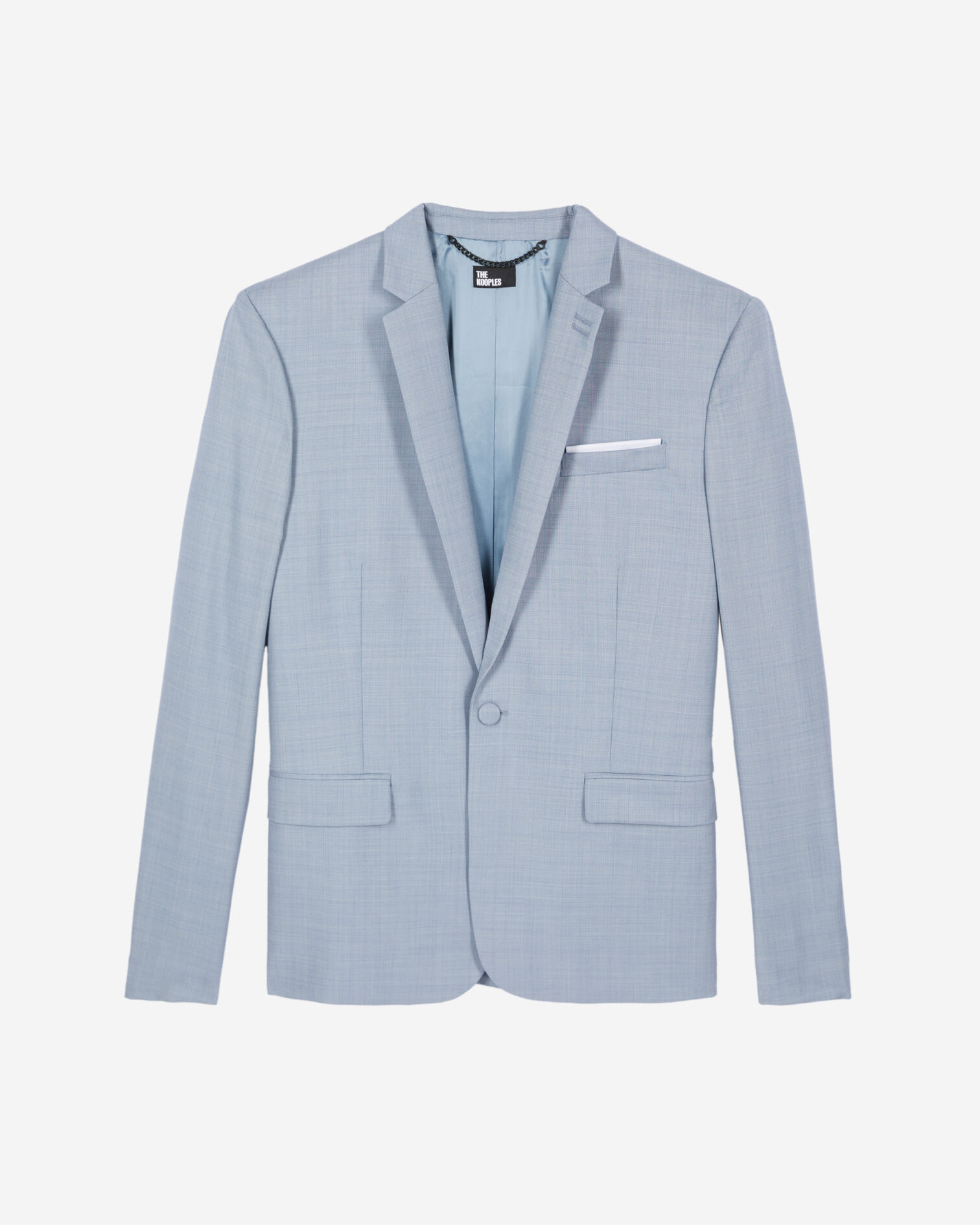 Light blue wool suit fitted jacket, BLUE, hi-res image number null