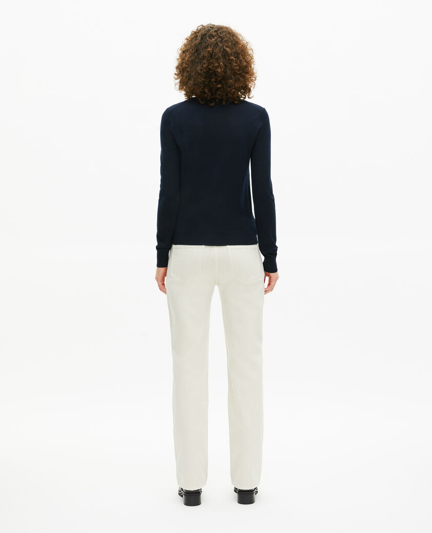 The Kooples WOMEN NAVY round-neck sweater in navy merino wool