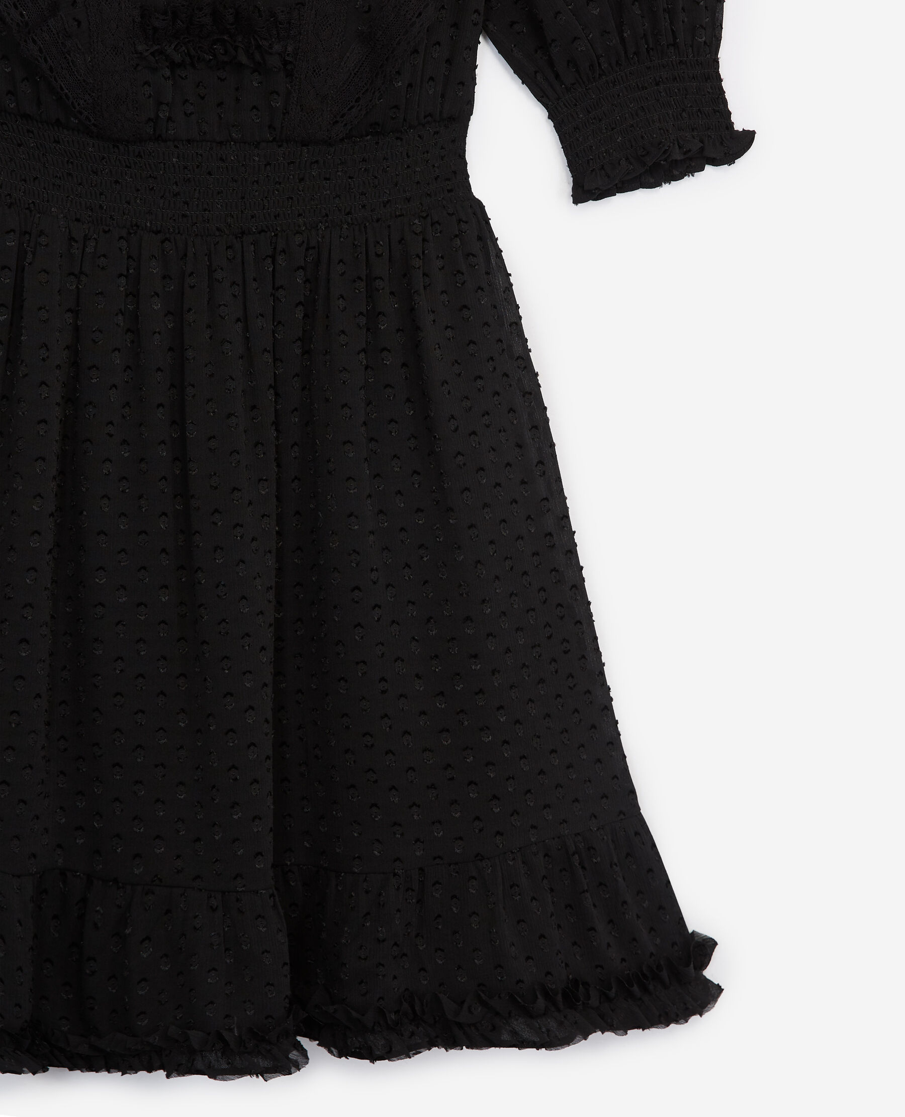 Robe noire courte col rond plumetis The Kooples