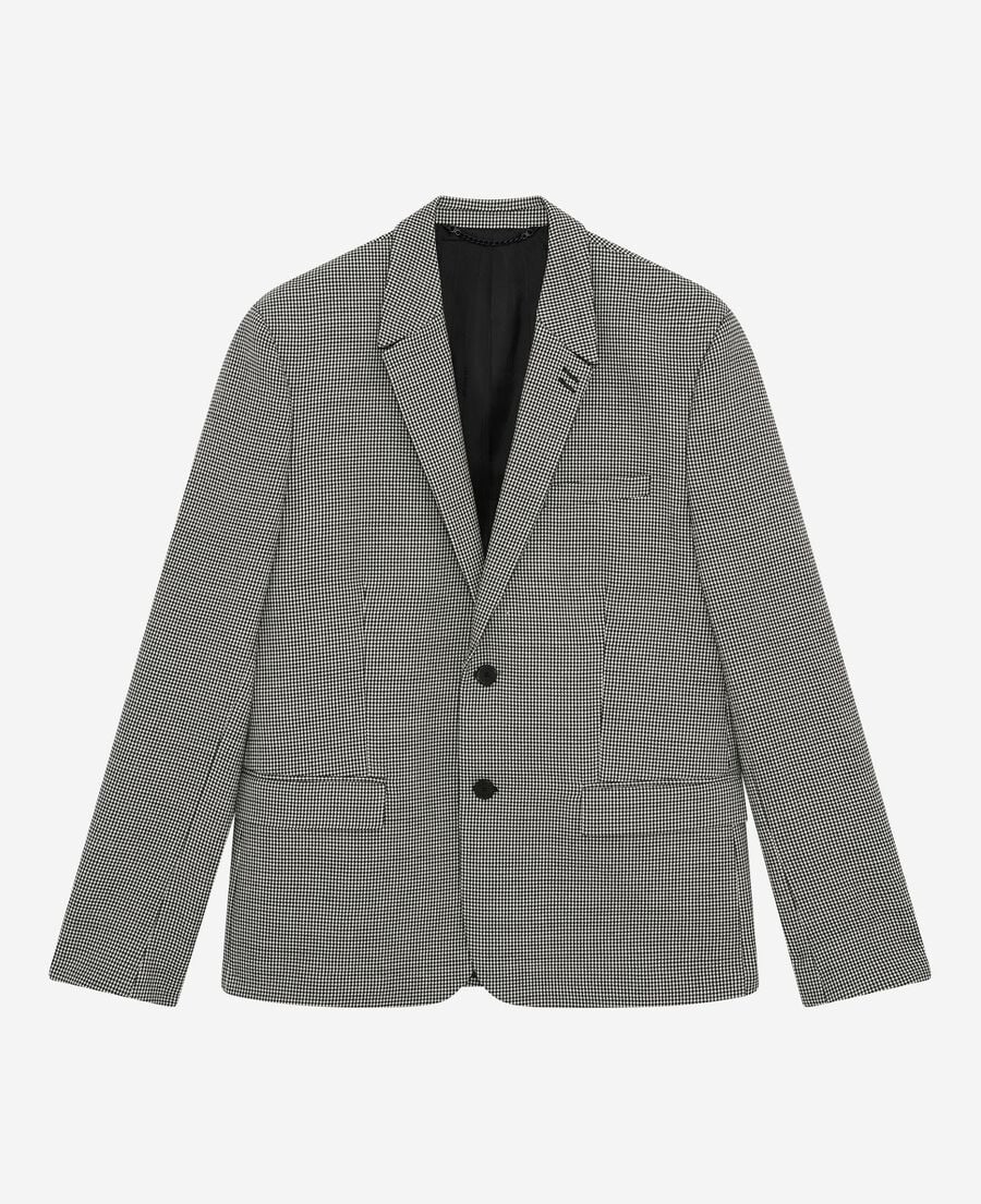 The Kooples HOMME BLACK GREY veste de costume en pied de poule noir et blanc