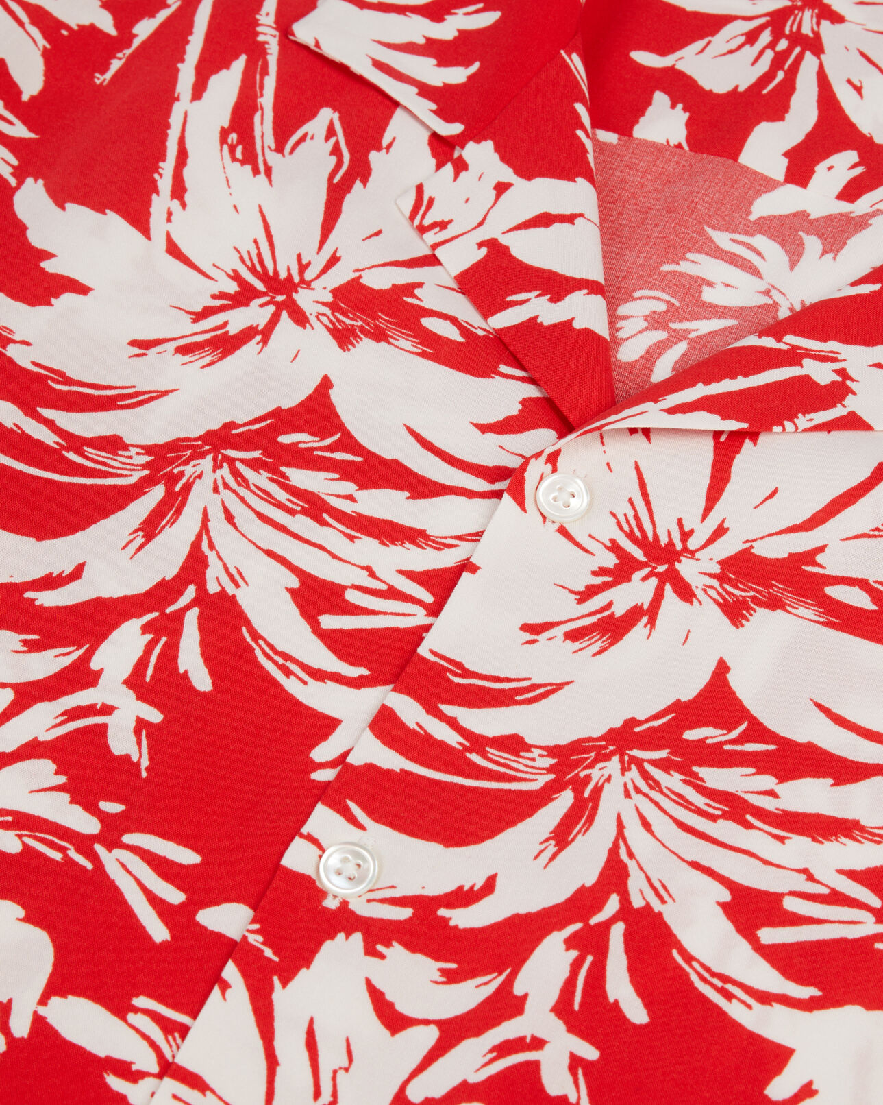 The Kooples MEN RED / WHITE red palm tree print short sleeve shirt