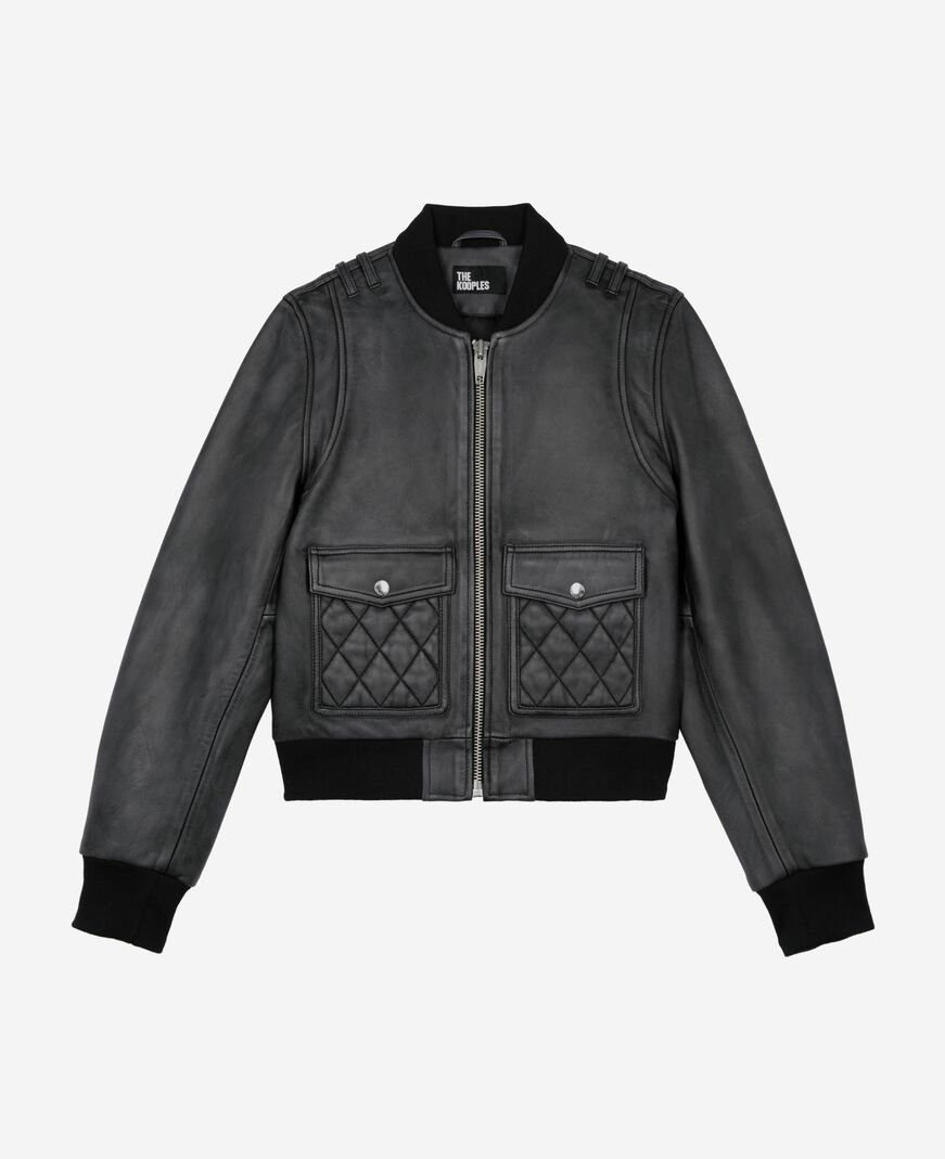 The Kooples DAMEN BLACK WASHED schwarze lederjacke