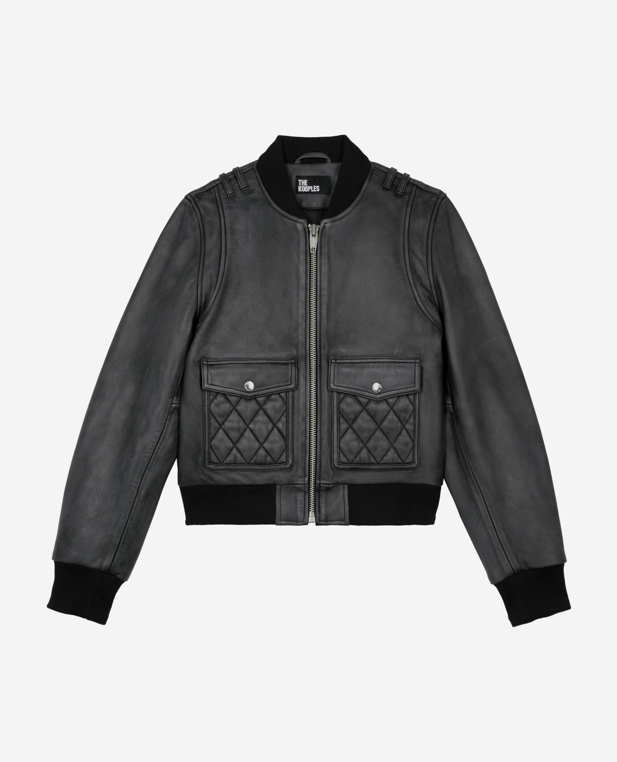 Schwarze Lederjacke, BLACK WASHED, hi-res image number null