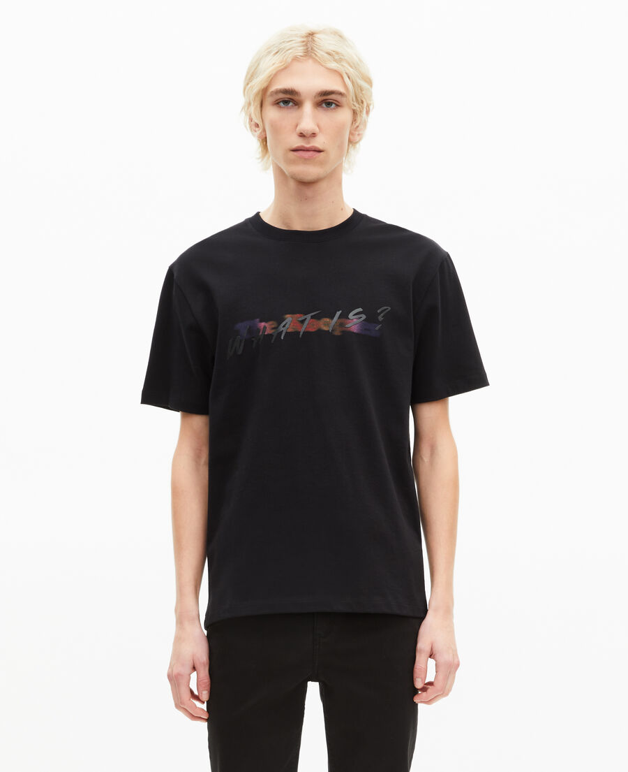 The Kooples HERREN BLACK t-shirt mit mehrfarbigem logo schwarz