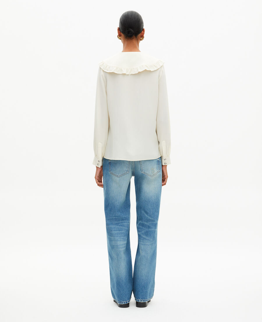 The Kooples WOMEN LIGHT BEIGE unbleached silk shirt