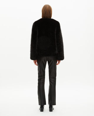 The Kooples FEMME BLACK manteau court effet fourrure noir