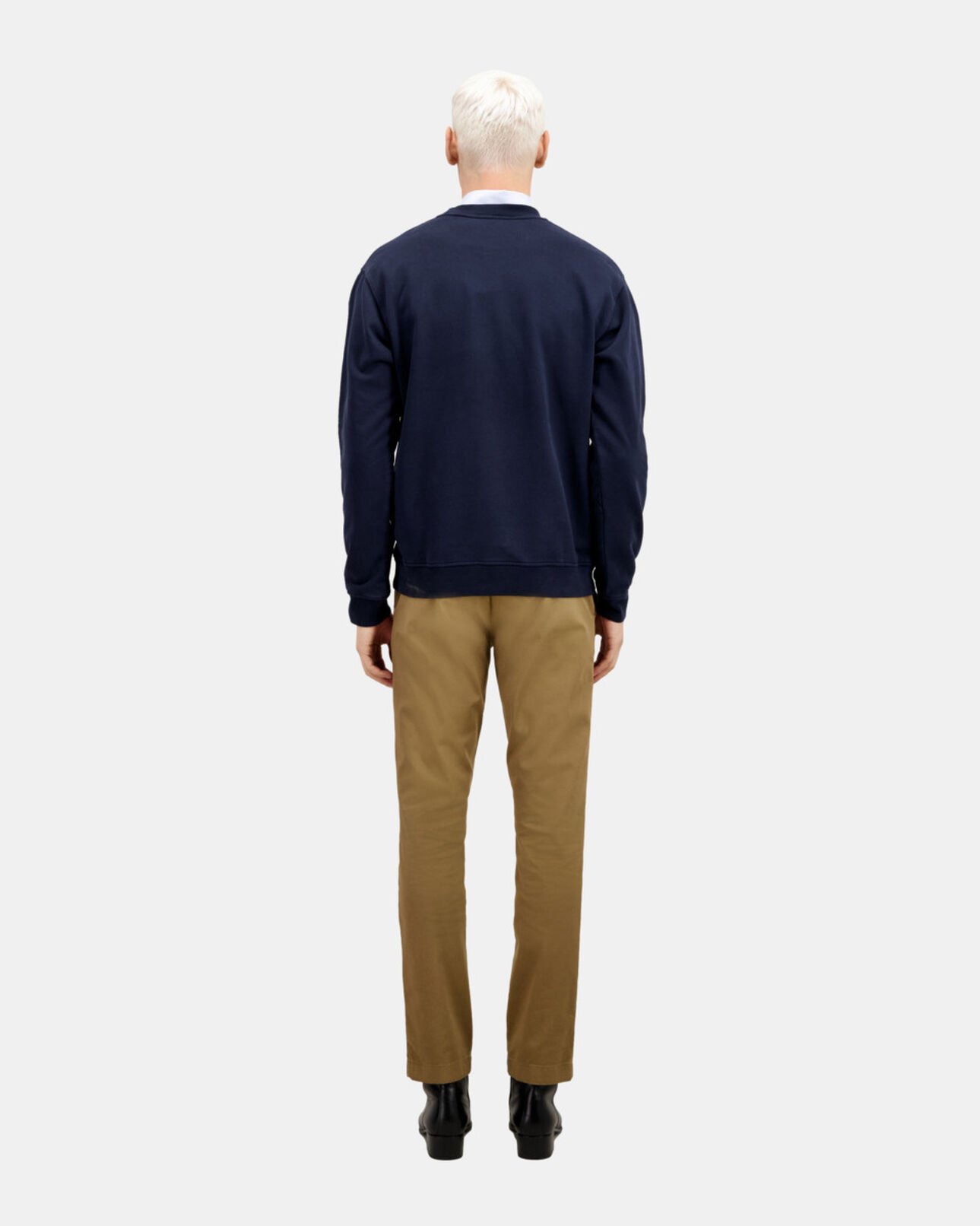 The Kooples HOMBRE WASHED NAVY sudadera azul marino serigrafía sneaky snake
