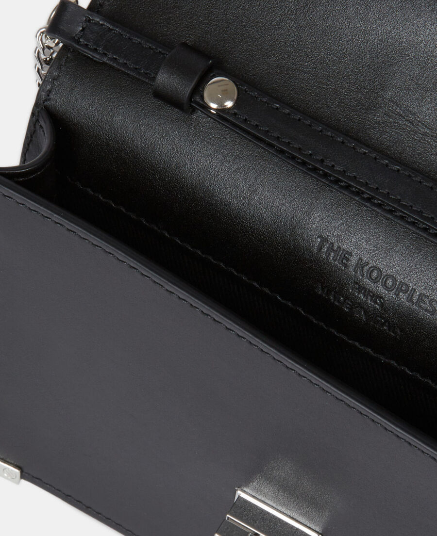 The Kooples WOMEN BLACK medium emily pouch in black leather